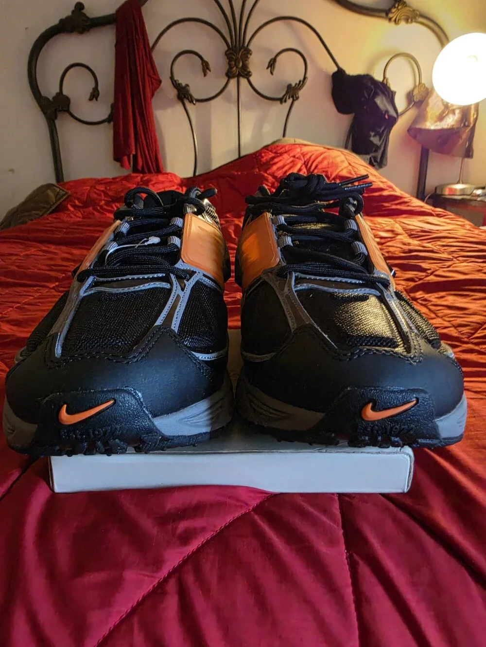 Nike FIRE! NWOB! Air Pegasus Wave Sneakers in Black Ironstone Safety Orange. 13.